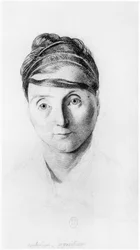 Eine stolze Schneiderin, Vorderansicht, Illustration aus einem unveröffentlichten Traktat von Jean Etienne Dominique Esquirol (1772-1840) über die Verrückten des Salpetriere-Asyls, ca. 1818